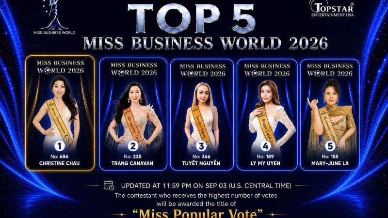 Christine Chau chạm mốc 5 con số, “độc cô cầu bại” tại Miss Popular Vote Miss Business World 2026